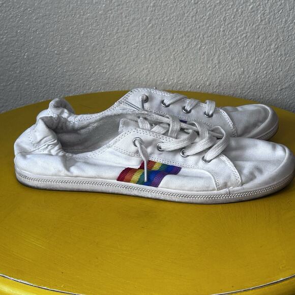 Torrid Rainbow Lace-Up Sneakers Women's Size 10 WW White Pride Month Shoes - Picture 2 of 9